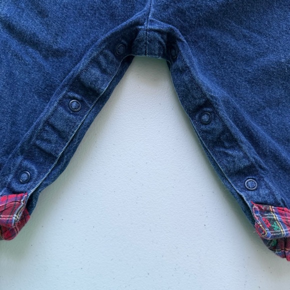 Osh Kosh Made in USA Vintage 80s 90s Denim Overalls w/Red Turtleneck 12m - Picture 4 of 11